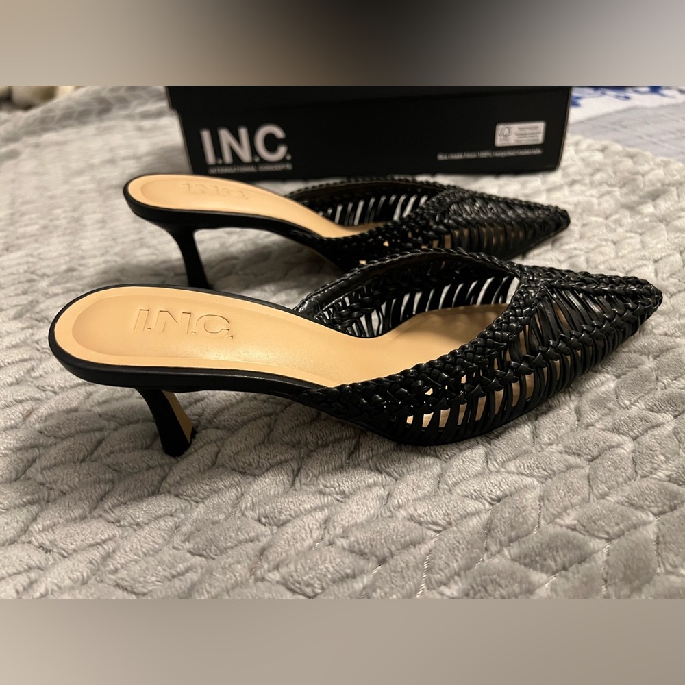 INC International Concepts Black Woven Heels